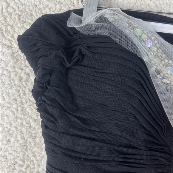 NWT Terani Couture Womens Black Beaded Neckline Strapless High Low Gown Size 18 - Picture 6 of 16